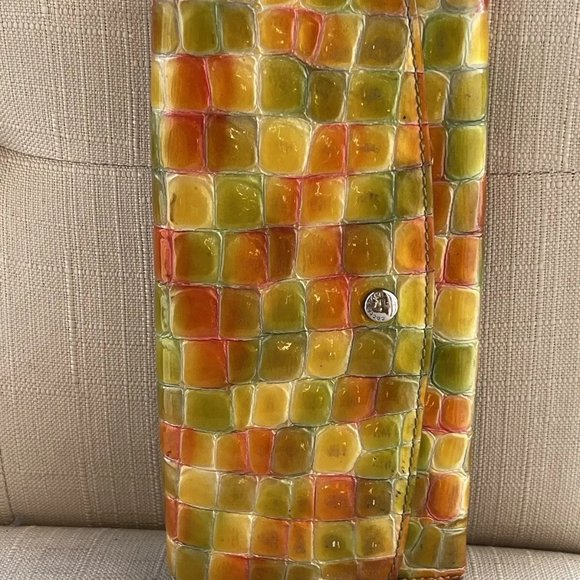 Cocco Fiore Women Clutch Wallet Multi Color Patent Leather Card Holder Purse - Picture 6 of 12